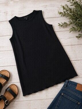 J. Jill Black Sleeveless Ribbed Tunic